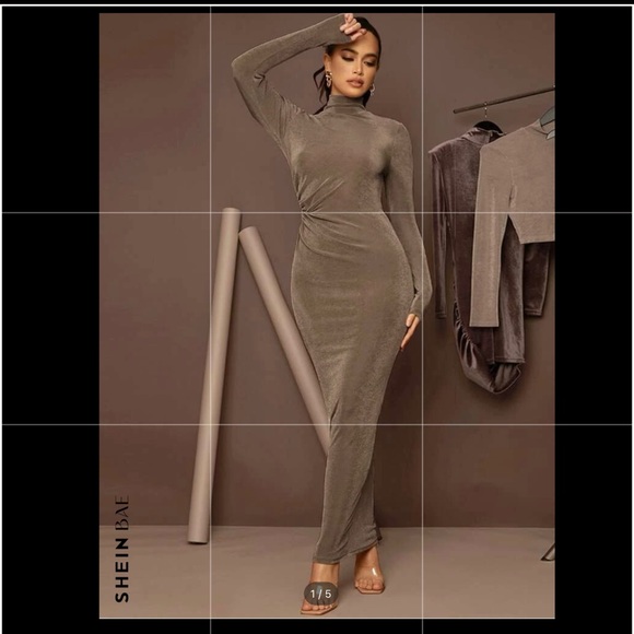 SHEIN BAE High Neck Solid Bodycon Dress new - Picture 11 of 11